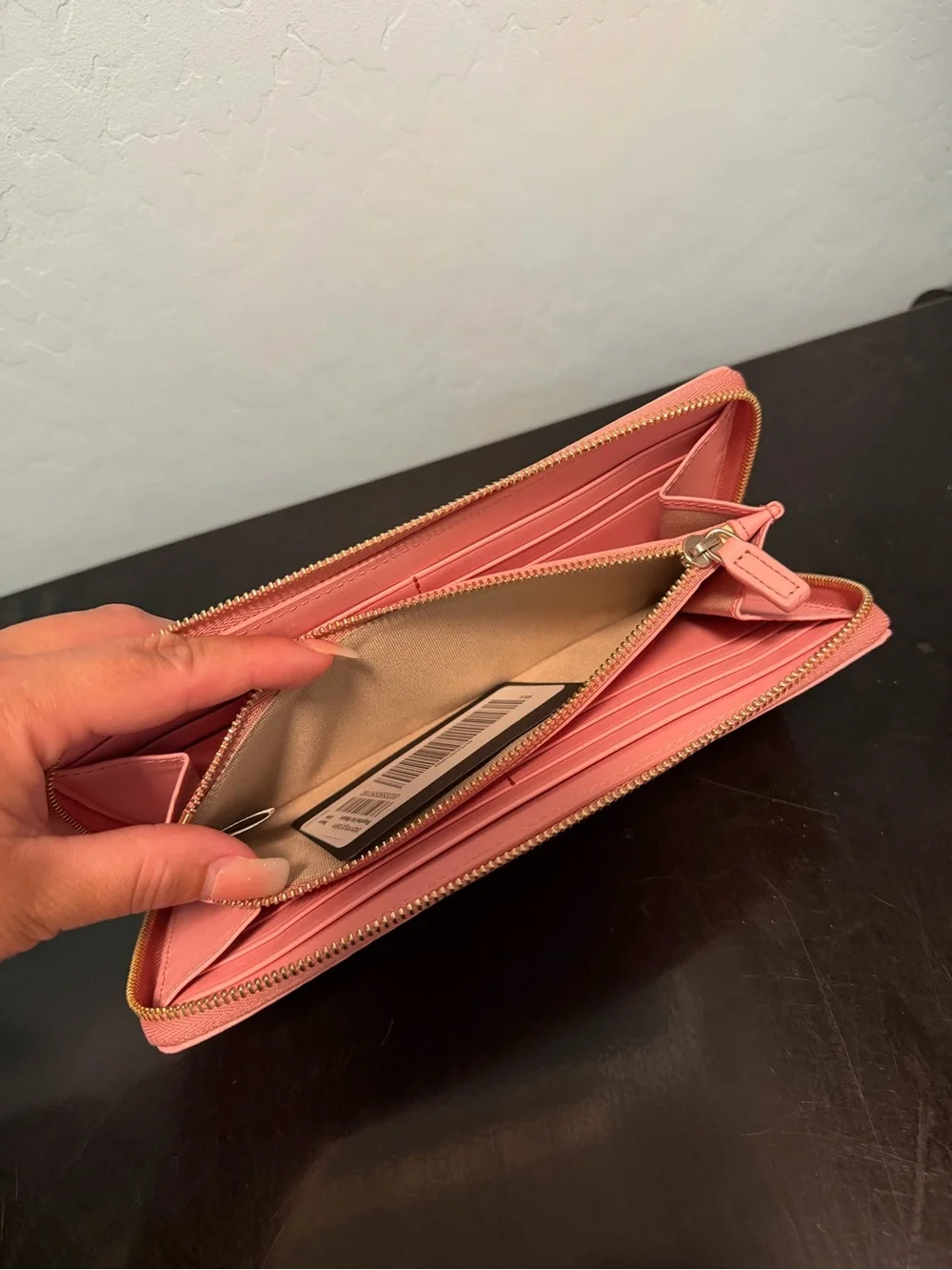 MCM Pink Zip-Around Leather Wallet